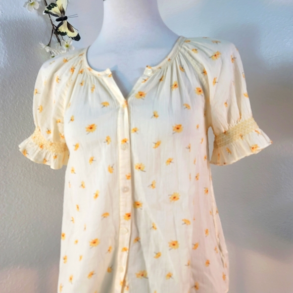 MADEWELL SMOCKED TOP FRENCH DAISY FLORAL PRINT BUTTON UP SIZE XXS - Picture 3 of 16